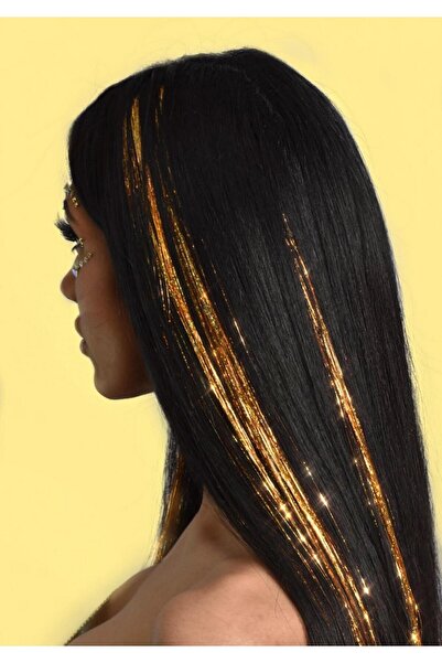 PRODİVA Simli Parıltılı Saç Kaynakları Hair Tınsel 30 Adet Altın Rengi Gold