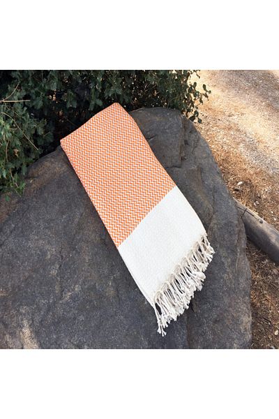 Yavuz Tekstil Orange 100% Cotton Beach and Sauna Peshtemal