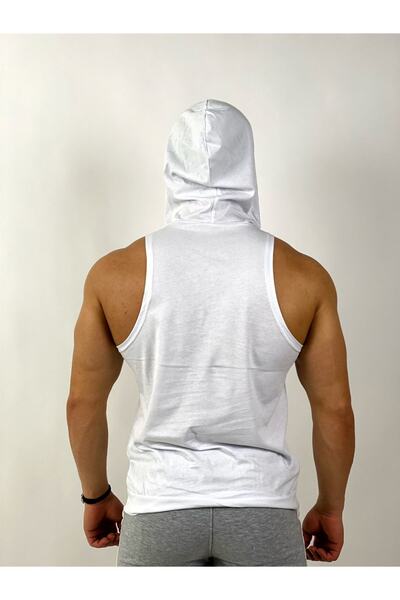 Black İstanbul Men's White Muay Thai Hooded Fitness Undershirt
