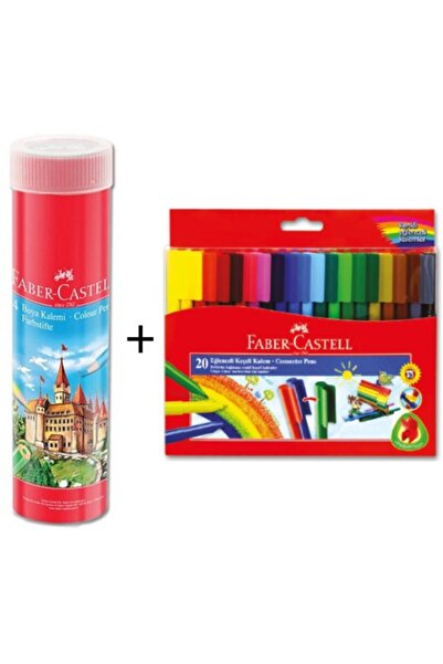 Faber Castell 24 Lü Tüp Kuru Boya + 20 Renk Eğlenceli Keçeli Kalem