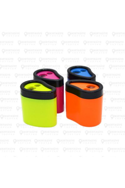 TRİX Double Pencil Sharpener with Double Blade Tank - 4 Colors 4 Pieces Economical