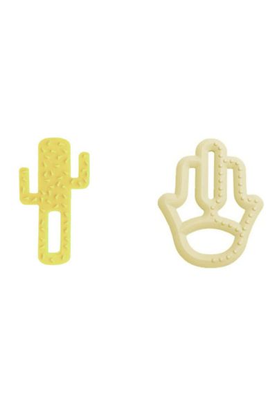 OiOi Yellow Cactus Mother's Hand Teether Set
