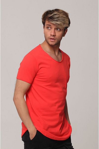 Tarz Cool Men's Pomegranate Blossom Dirty Collar Casual T-shirt
