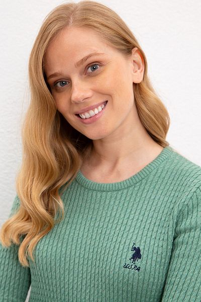 U.S. Polo Assn. Pulover de damă verde tricotaj