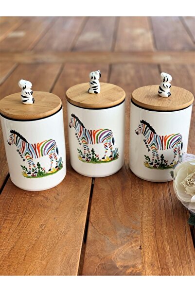 Ezem زافل طقم مرطبان بورسلين 3 قطع 16.5 سم