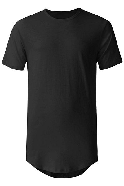 Oliggopol Ανδρικό μαύρο Basic Οβάλ Μακρύ T-Shirt