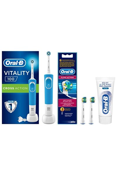 Oral-B D100 Vitality Cross Action Mavi+floss Action 2'li+50 Ml Diş Macunu