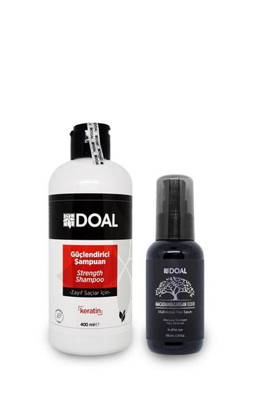 DOAL 400ml Keratin Shampoo with Weak Hair + 100ml Macadamia and Argan Elixir Hair Serum