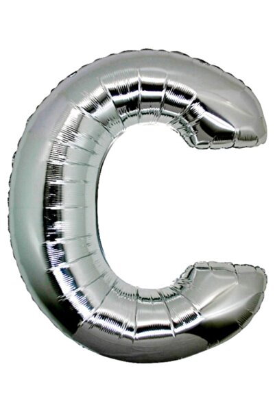Şeker Adası C Letter Foil Balloon Silver Silver 100 Cm, Birthday, Birthday, P...