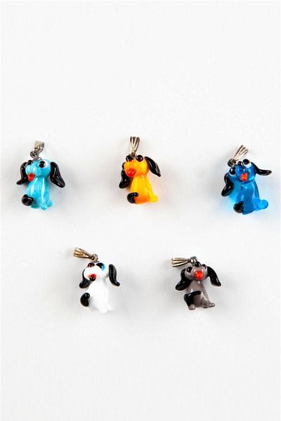 Dünyadan Hediyeler Murano Glass Dog Necklace Mini Handmade 1 Piece