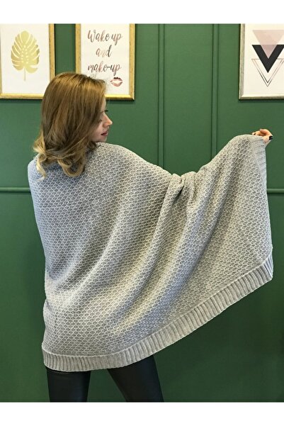 Ocean Light Gray Knitwear Shoulder Shawl