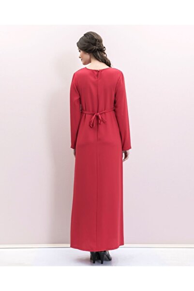 Desen Hamile Giyim Women's Red Lace Detailed Long Sleeve Pregnant Dress