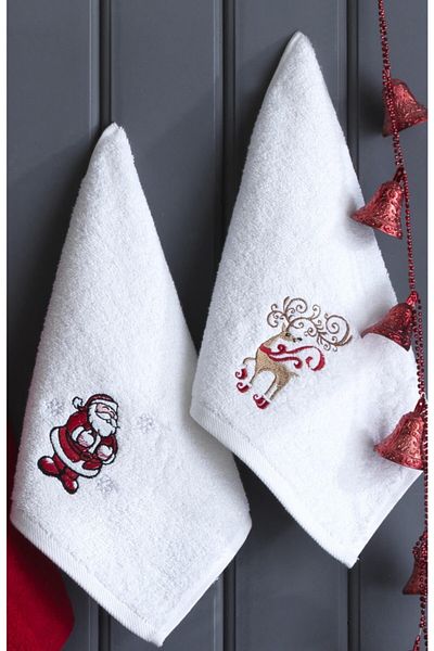 BİNNUR HOME Set de prosoape de bucătărie brodate de Crăciun 6 piese de Anul Nou