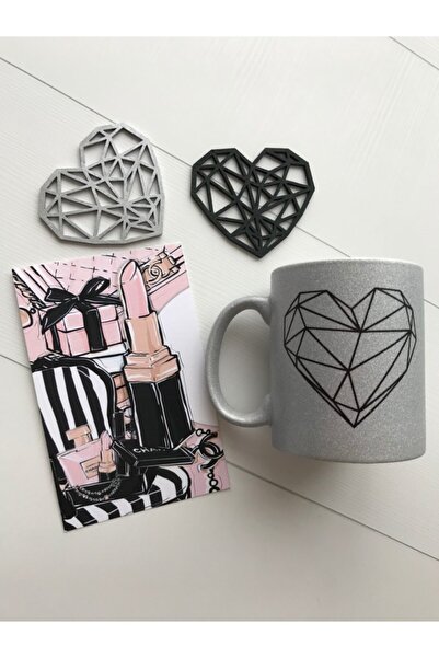 hdrlazerdizayn قاعدة أكواب خشبية على شكل قلب (مجموعة من 6)