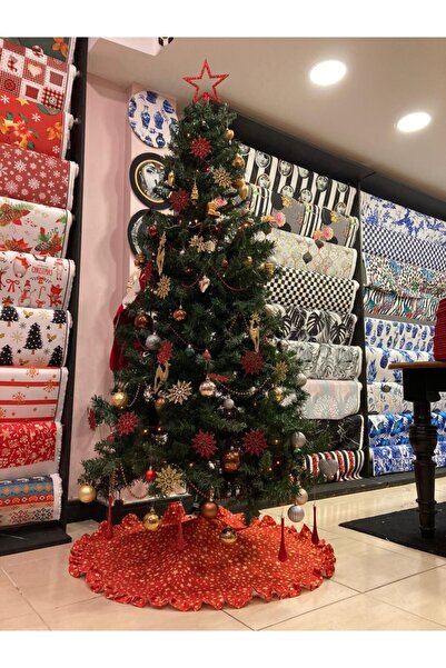 Genel Markalar Kırmızı Çam Ağacı Örtüsü, Gold Yıldızlar ve Şık Tasarım