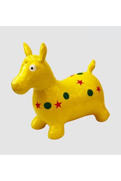 Genel Markalar Sarı Şişme Eşek Zıp Zıp Pilates & Jimnastik Hayvanı At Eşek Çocuk Bebek Oyuncak