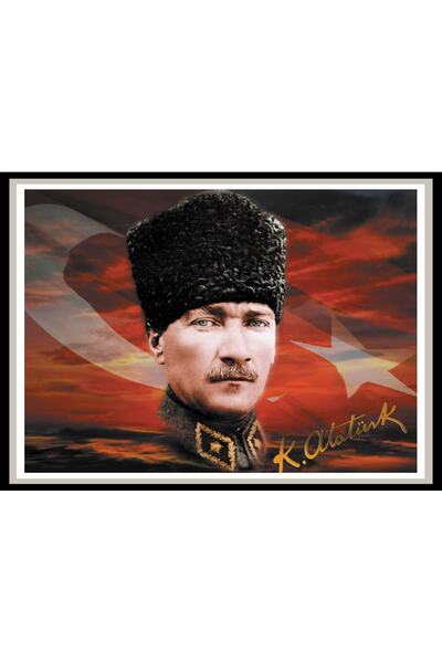 hediyeniburadabul Ξύλινη αφίσα τοίχου Atatürk