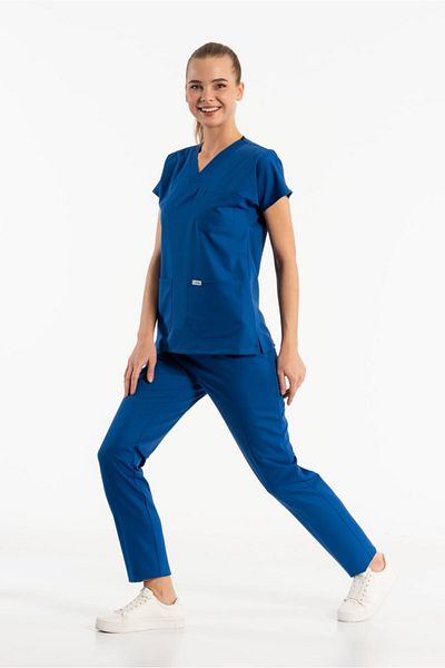 Owlet Medikal Set de uniforme Saks Blue Lycra Scrubs