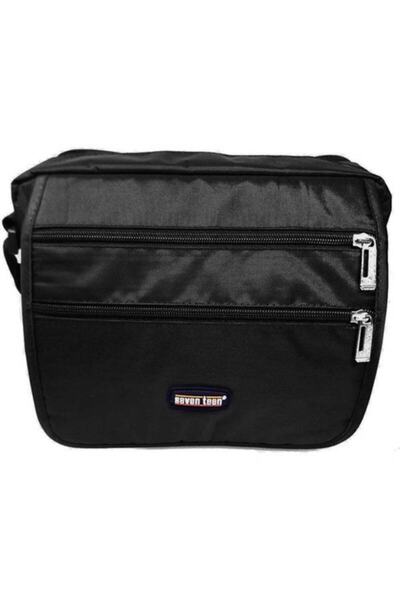 SEVENTEEN حقيبة كتف رجالية متعددة الأقسام من القماش باللون الأسود 2246