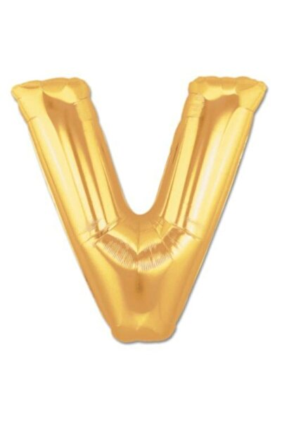 Şeker Adası V Letter Foil Balloon Gold Gold 100 Cm, Birthday, Birthday, Party...