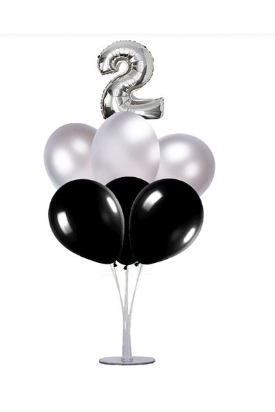 Şeker Adası 2 Year Old Number Foil Balloon Gold Gold 40 Cm, Balloon Stand, 6 Balloons, Birthday, Anniversary, Party