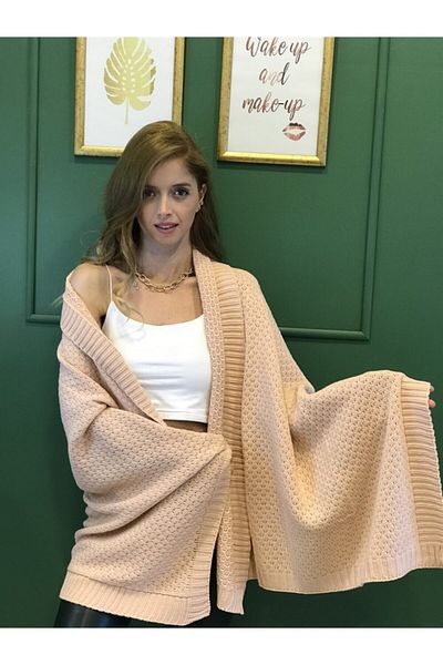 Ocean Light Pink Knitwear Shoulder Shawl