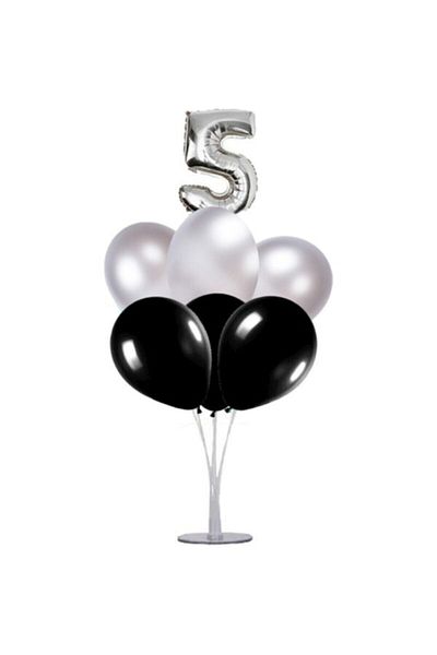 Şeker Adası 5 Year Old Number Foil Balloon Gold Gold 40 Cm, Balloon Stand, 6 Balloons, Birthday, Anniversary, Party