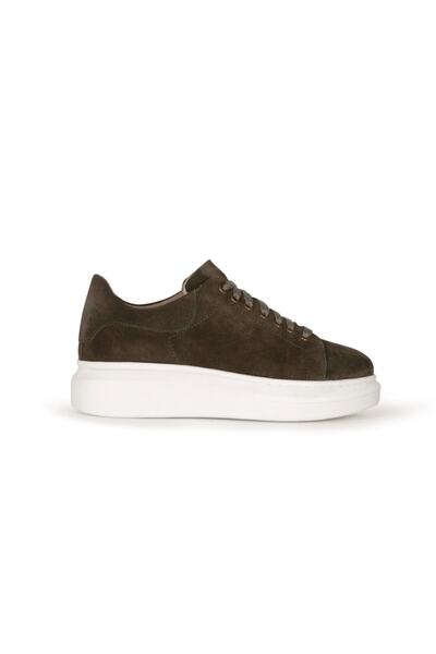 PİRCİ Martina Deri Kadın Sneaker Haki-vizon