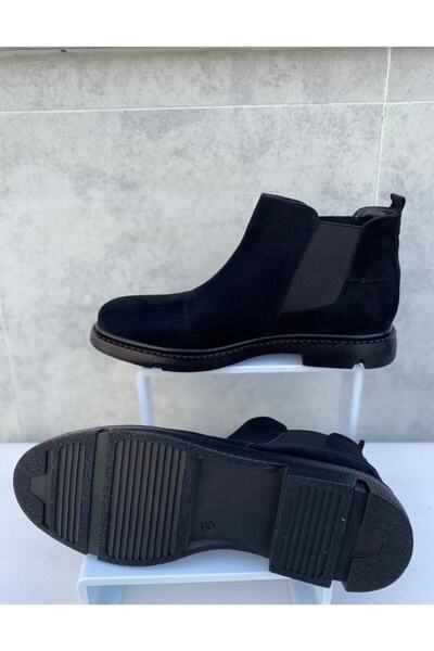By ÖRS shoes Unisex Siyah Süet Chelsea Kışlık Bot