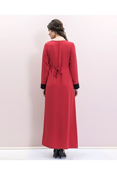 Desen Hamile Giyim Women's Red Two Color Combination Long Maternity Dress