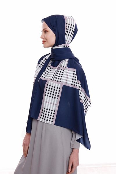 Differenza Line Medina Silk Shawl Navy Blue