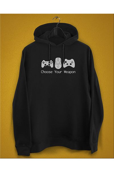 YEACHY Ανδρικό φούτερ με στάμπα σε μαύρο χρώμα Gamer