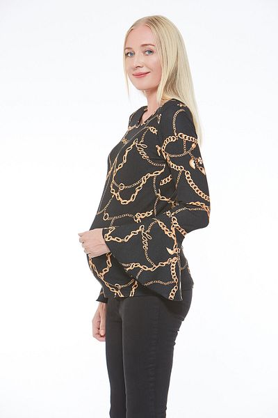 Motherway بلوزة نسائية سوداء منتفخة