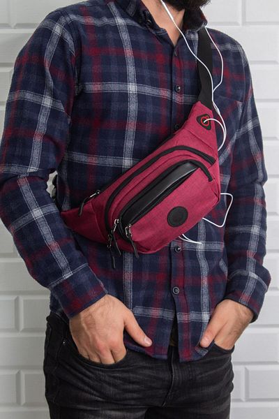 bizoon Unisex Claret Red Waterproof Waist Bag & Crossbody Bag Np153