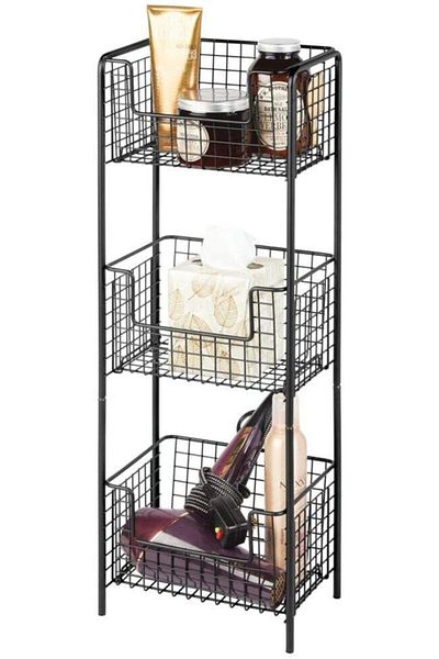 GO DEKOR Multi-Purpose 3-Tier Vertical Bathroom Shelving Unit