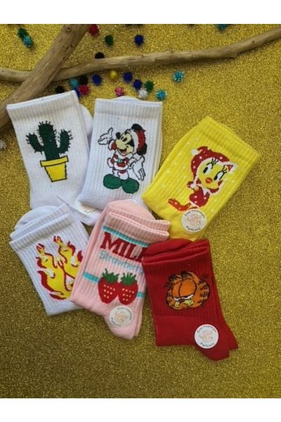 çorapdunyam Unisex πολύχρωμα σχέδια με αρωματικές κάλτσες κολεγίου τένις Πακέτο των 6