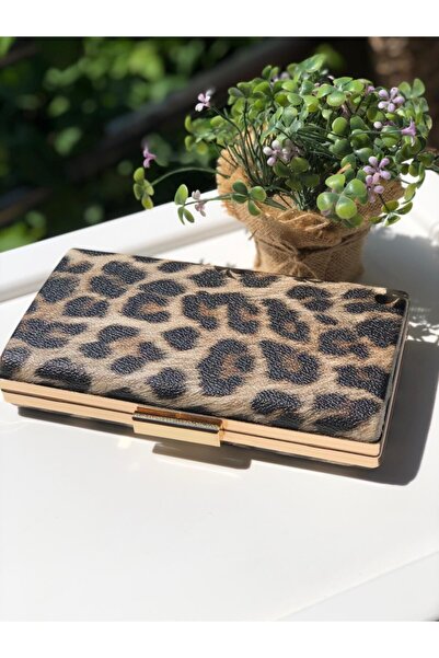 Shayna Store Women's Leopard Patterned Chain Strap Evening Bag