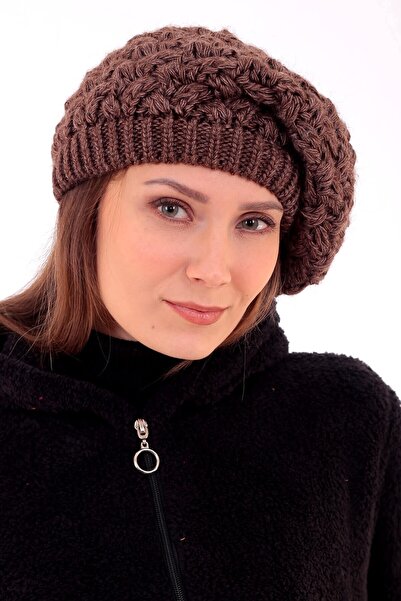 Deafox Γυναικείο Πλεκτό Μπερέ Καφέ