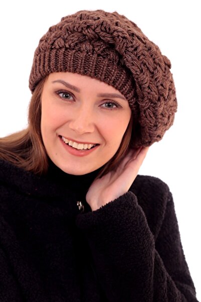 Deafox Γυναικείο Πλεκτό Μπερέ Καφέ