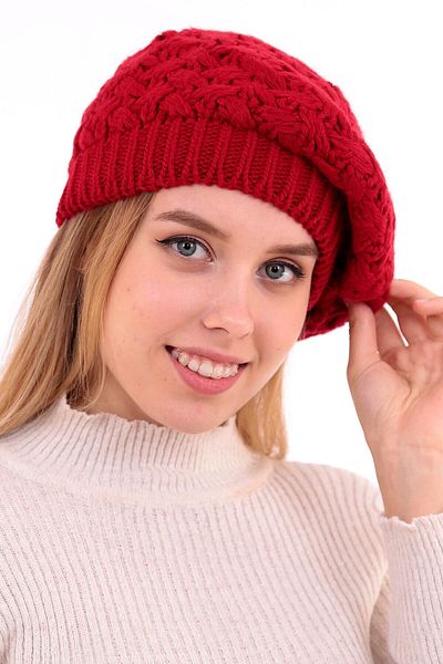 Deafox Női piros festő kötött részlet svájcisapka DFX61325
