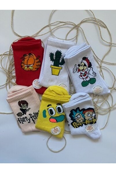 çorapdunyam سلسلة من 6 جوارب تنس معطرة منقوشة للكلية Hu0021