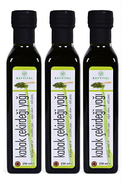 BAYVİTAL 3 Adet X 250 Ml Soğuk Sıkım Kabak Çekirdeği Yağı 750 Ml