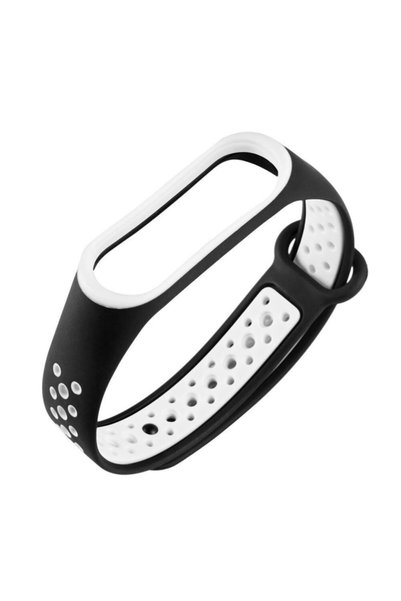 Markacase Perforated Silicone Cord for Xiaomi Mi Band 4 Black White