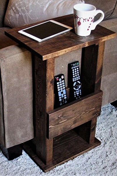 Genel Markalar Yan Sehpa Masif Ağaç Ceviz Renk 45x30 Cm