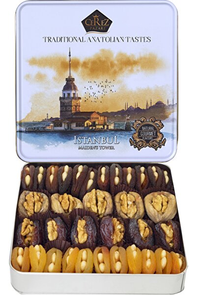 Çerez Pazarı Gurme Kuruyemiş Ve Kurumeyve 700g Sağlıklı Atıştırmalıklar Hediyelik Metal Kutuda