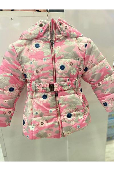 aydınkidsfashion Girls' Pink Patterned Coat