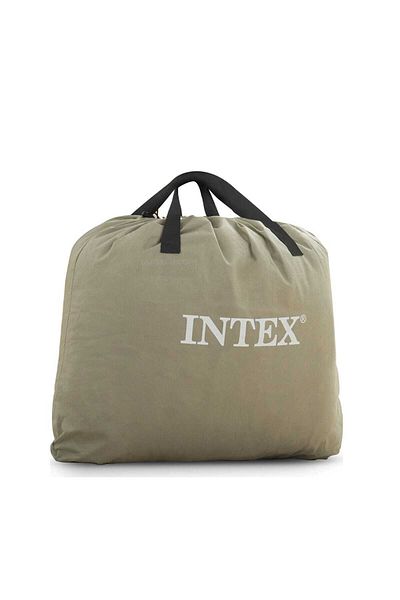 Intex Queen Size Pillow Rest Mid-Rise Dura Beam Standard Air Bed with Built-In Electric Air Pump