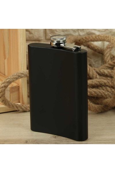 Gezginimport Black Stainless Steel Flask - 8 Oz Whiskey Cognac Alcohol Bottle