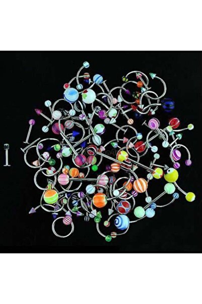 XLINETATTOO 50 Adet Karışık Pıercıng Küpesi - Piercing