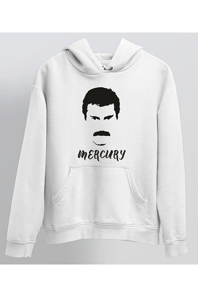 venüsdijital Φούτερ με κουκούλα Unisex White Mercury με στάμπα